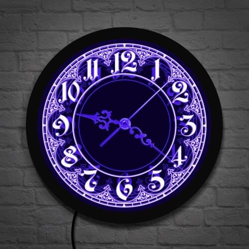 Fancy Numbers Vintage Design Illuminated Wall Clock Large Numbers Wall Light Novelty Round Clock Novelty Arabic Numerals Watch