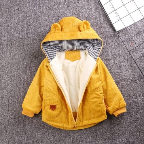 2020 New Baby Boys Kids Clothes Jackets Hooded Jacket Warm Costume Boys Girls Outwear Children Clothes For 1-5 Years