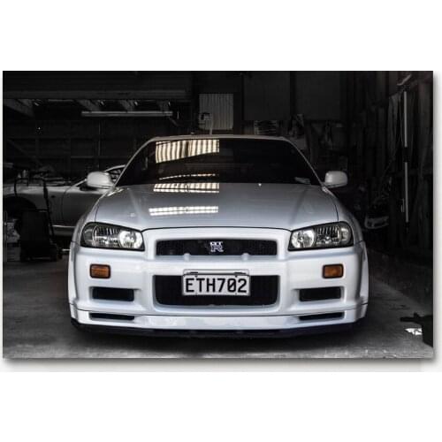 Wallpaper Nissan Skyline GT-R R34 Super Sport Car Classic Posters and Prints Canvas Art Paintings For Room Decor