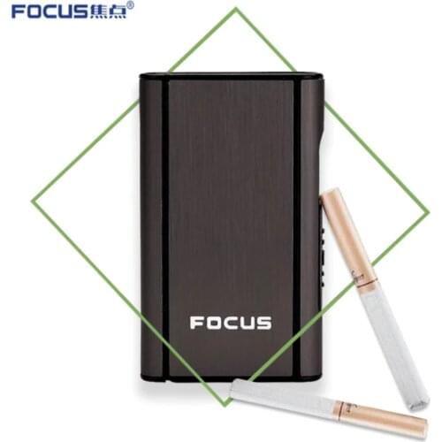 Original Focus portable 10pcs Cigarette Capacity metal cigarette case creative cool automatic Pressure defense box Smoking gift