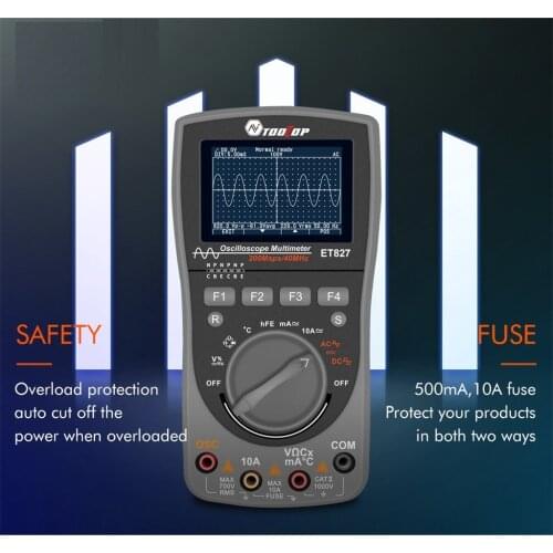 2in1 Digital 40MHz 200Msps/S Oscilloscope 6000Counts True RMS AUTO Multimeter Analog Grap Waveform Tool LCD Portable Scopemeter