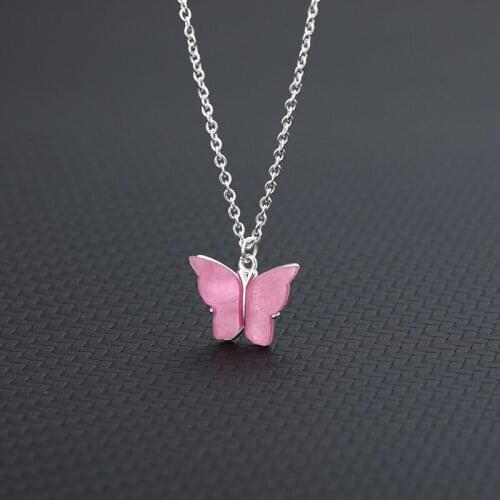Colorful Butterfly pendent Necklace For women Gold Chain Stainless Steel Necklace women Fashion Chrismas Jewelry 2020 Gift