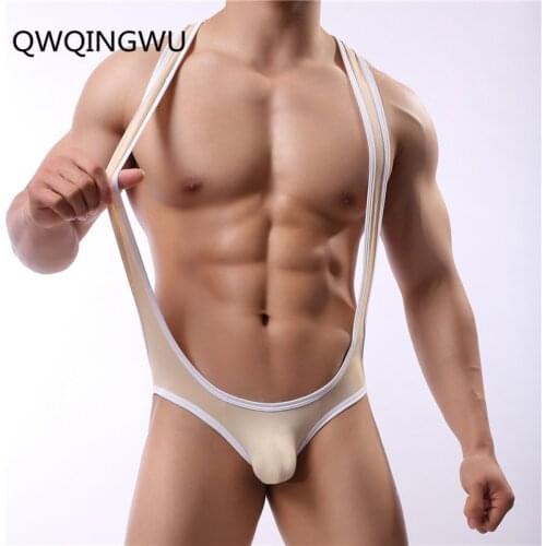 Onesie Vest Pajamas 2018 Brand Summer Sexy Ice Silky Ultra-thin Male Underwear Body Shaping Homewear Men Pajama Wrestling Suit