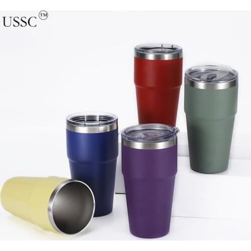 USSC Straight Vacuum Flasks Creative Thermoses 304 Stainless Steel Portable Business Car Cup Ice Ba Cup Vacuum Beer Cup HZ038