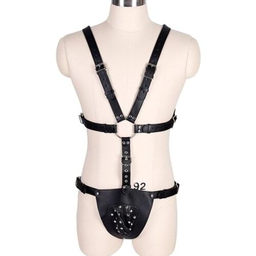 Sexy Toys For Men PU Leather Body Bondage Restraints Harness Straps Suspenders Lingerie Chastity Pants BDSM Slave Adult Game