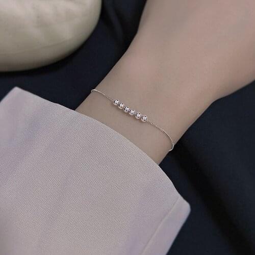 Minimalism S925 Silvery Bracelet Fashion Beads Chain For Girls Birthday Gift Korean Style Elegant Temperament Womens Jewelry
