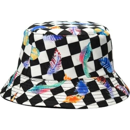 2021 Spring Summer Sun Hat Plaid Print Bucket Hat for men Women Outdoor Fashion Fishing Hunting Cap Bob Chapeau fishman hat