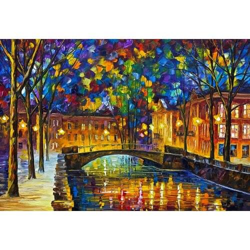 Modern Abstract Oil Painting on Canvas Handmade Landscape Wall Pictures Painting for Home Decoration Town Fine Arts High Quality