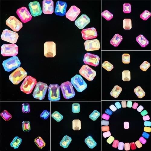 Glass crystal 13*18mm jelly candy AB & rainbow colors Rectangle shape Glue on rhinestone beads applique handicraft diy trim