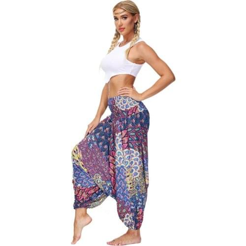 Oversized Women Sarouel Summer Floral Wide Leg Pants Drop Crotch Chic Yoga Fitness Wear Cool High Waist Harem Trousers