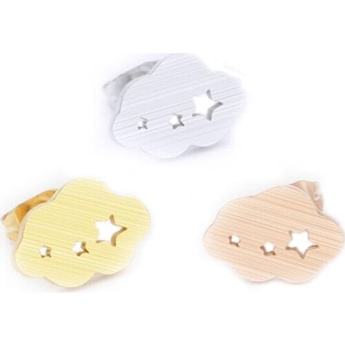 Wholesale 10pairs Stainless Steel Cloud Stars Earrings For Women Dainty Charm Jewelry Girlfriend Birthday Gifts Ear Studs Bijoux
