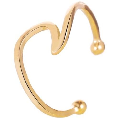 Golden White Wave Copper Simple Ear Cuff Clip Earrings For Women Men Climbers No Piercing Fake Cartilage Earring