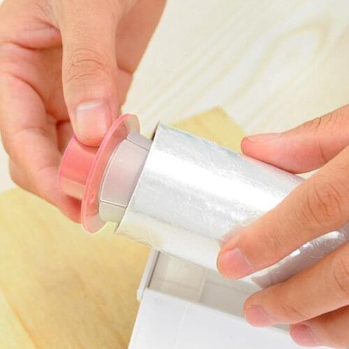 1pc Plastic Food Wrap Dispenser with Slide Cutter Adjustable Cling Film Cutter Preservation Foil Storage Box Bottom Kitchen Tool