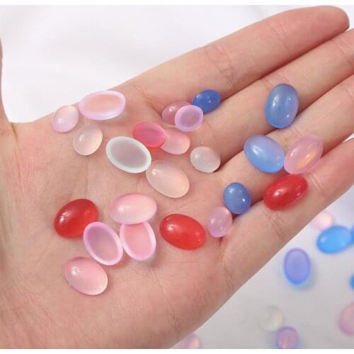 10pcs/lot Imitation Cat Eye Resin Flatback Oval Cabochon Beads For Diy Cabochon Ring Bracelet Earrings Jewelry Making Findings