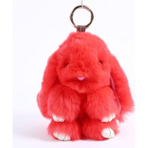 15CM Cute Plush bunny Pendant Women Fur Pom Angel Rabbit Key Ring Hare Pompom Plush Dolls Toy Girls Bag Pendant