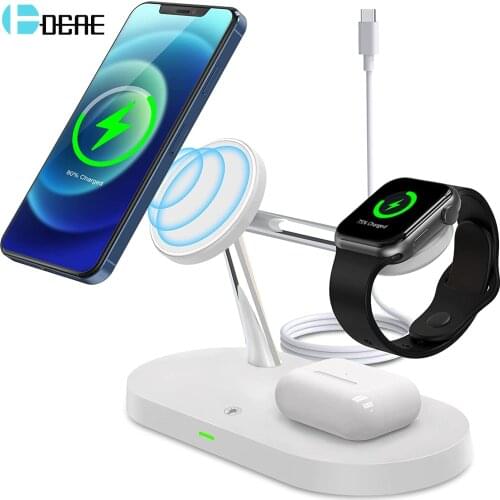 3 in 1 Magnetic Wireless Charger for iPhone 12 Pro Max Mini Chargers for Apple Watch 6 SE Airpods Pro 15W PD Fast Charging Stand