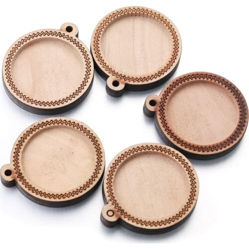 5pcs lot Fit 25mm Dia Crude Wood Cabochon Base Blank Wooden Pendant Trays Diy Jewelry Accessories for Necklace Making Supplies