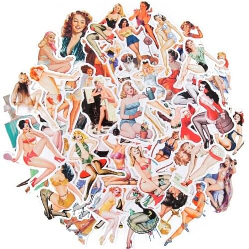 50Pcs/Lot Retro Sexy Girls VscoStickers For Mobile Phone Car Laptop Luggage Bicycle Skateboard Pvc Waterproof Sticker Decal