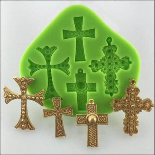 Halloween Cross Design 3D Chocolate Sugarcraft Fondant Silicone Clay Mold Halloween Party Themed Kitchen Baking Accessories