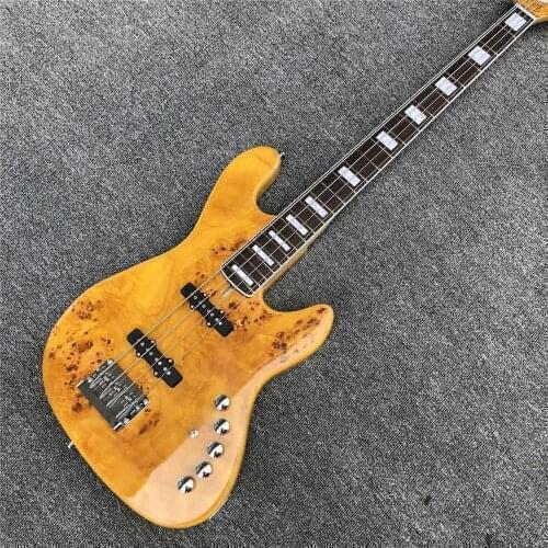 Natural OM 5 strings Bass Guitar,Factory custom Ash wood Electric Bass,Active pickups