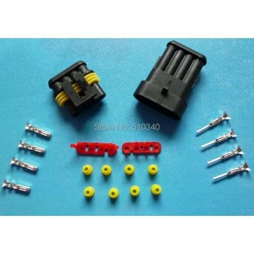 Free Shipping 100sets=2100pcs 4Pin/way HID Waterproof Electrical connector kit (Housing+Terminal+grommet+Other) for car boat ect