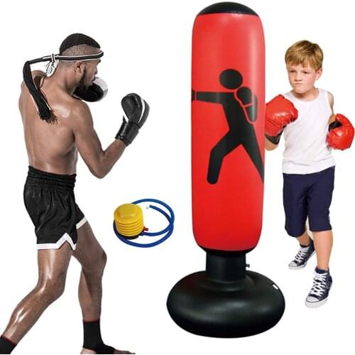 160cm Inflatable Boxing Bag Adult Children Boxing Punch Kicking Sandbag PVC Inflatable Tumbler Gym Kids Boxing Training Target