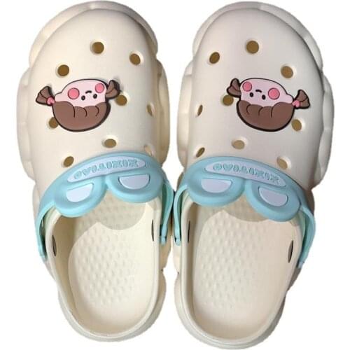 9008 Tide Cute Cartoon Girl Wears Hole Shoes Outside Womens Summer Fashion Home Deodorant Baotou Sandals and Slippers