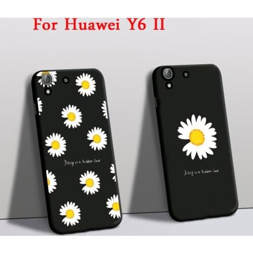Phone Cases For Huawei Y6 II Cover Soft Silicone y6 2 Cases Protector shell Rose Flower For Huawei y6ii y6II back Cover Black