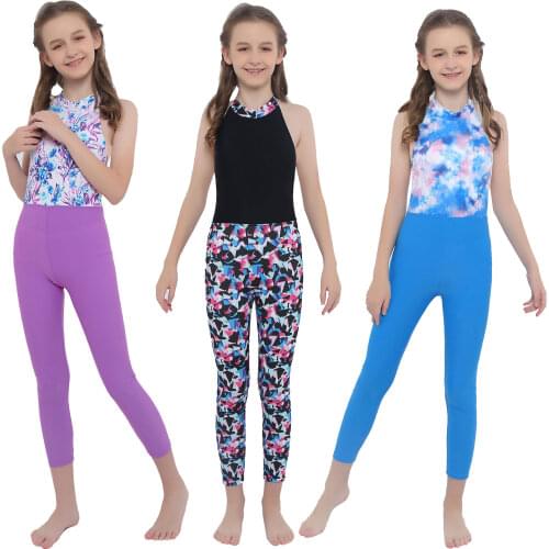Kids Girls Ballet Dance Jumpsuit Kids Children Girls High Elastic Gymnastics Ballet Dance Bodysuit Workout Gymastics Jumpsuit