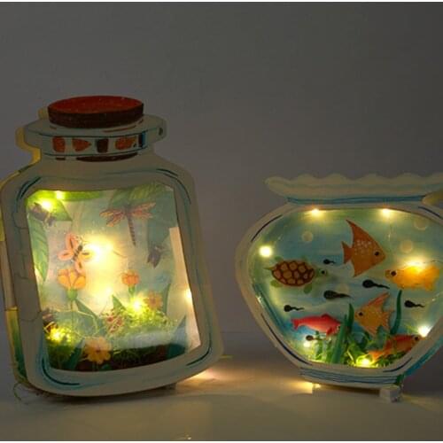 The World In The Bottle Children DIY Materials Package Handmade Craft Drawing Educational Puzzle Fish Insect Tank Toys Kids Gift
