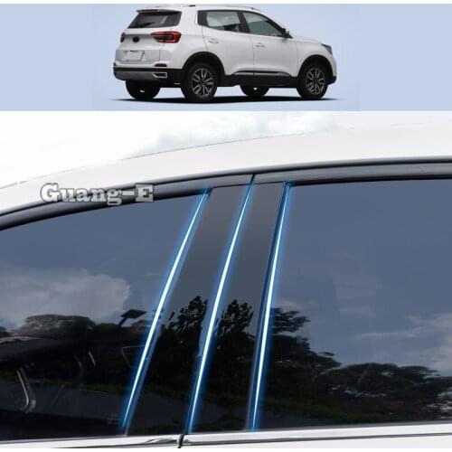 For Chery Tiggo 5X 2017-2021 Car PC Material Pillar Post Cover Door Trim Window Piano Black Molding Sticker Plate 8pcs
