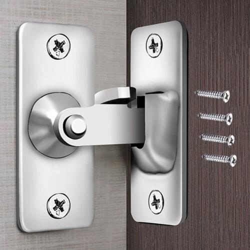 Stainless Steel 90 Degree Door Latch Right Angle Sliding Bending Door Lock Latch Screw Locker Hardware Accessories With Screws
