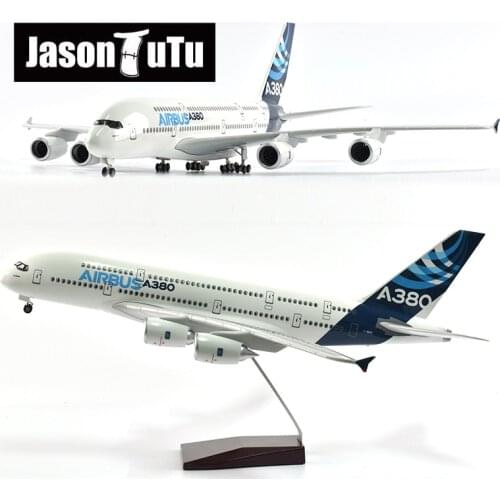 JASON TUTU 43-47cm Airplane Model Aircraft Original Models Airbus A380 1/160 Scale Diecast Resin Light and Wheel Plane Gift