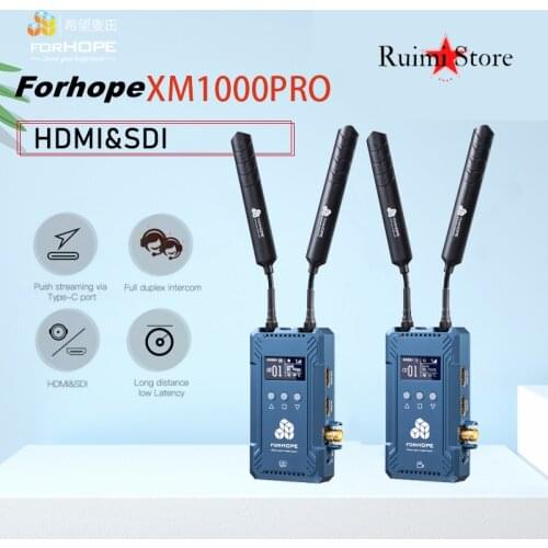 FORHOPE XM1000pro 300m Full duplex Intercom TYPE-C Push stream 0.08s ultra-low latency SDI 1080p wireless image transmission
