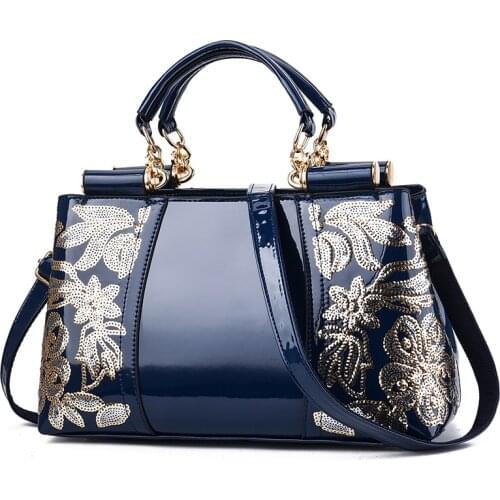 GUANGHUIXB YK-Leik Embroidered New Fashion Ladies Leather Handbag Luxury Luxury Shoulder Bag Messenger Bag