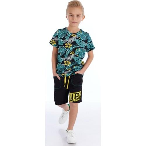 SB 2-Piece Cotton Spring-Summer Casual Fashion Boys Tropical Surf Shorts Suit Boys Clothing