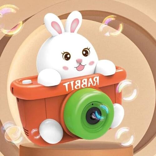 Kawaii Cartoon Automatic Electronic Bubble Machine Camera Pig Rabbit Sound And Light Bubble Gun Outdoor Fun Children Toys Gift