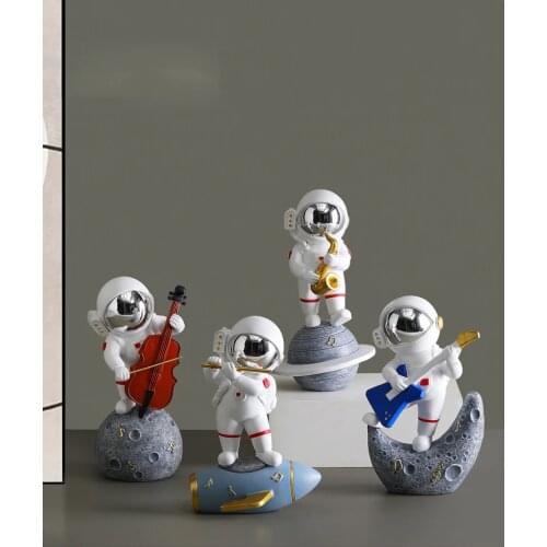 Creative Astronaut Band Music Spaceman Miniature Figurines Resin Craft Fairy Garden Home Decoration Accessories For Living Room