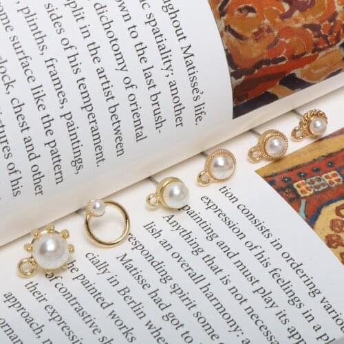 Baroque retro mini Imitation pearl round belt hanging alloy earrings DIY handmade jewelry earrings accessories material