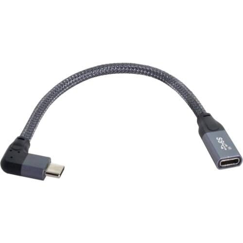 Left Right Angled USB-C USB 3.1 Type C Male to Female Extension Data Cable with Sleeve for Laptop