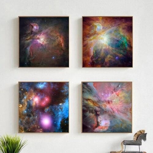 Milky Way Nebula Space Astronomy Universe Modern Drawing Mysterious Nebula Living Room Home Decor Starry Canvas Painting
