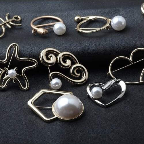 Fashion 3D Handmade Metal Pearl pin forskirt Coat Bag Brooch Broche Broth accessories