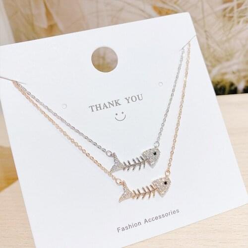 Fashion Personality Temperament Fishbone Necklace Womens Japanese and Korean New Fashion Bone Clavicle Chain Necklace Wholesale