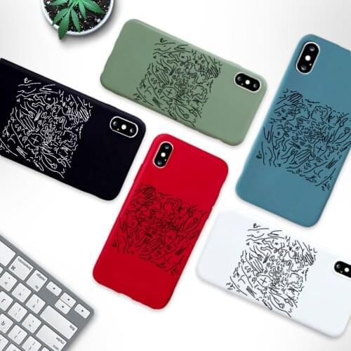 Jamular Fashion Line Art High Quality Matte Matte Silicone Phone Case for iPhone 11 Pro XS Max X XR 7 8 6 Plus Phone Back Cover