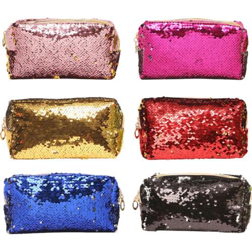 New Women Makeup Bag Sequins Zipper Brush Organizer Travel Portable Toiletry Cosmetic Bags Trousse Maquillage Femme Necessaire