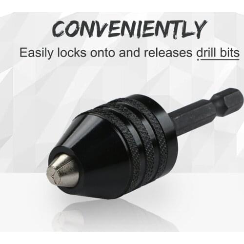 New Conveniently Aluminum Alloy Universal 1/4Inch Hex Shank Keyless Drill Chuck Quick Change Adapter 0.3 - 8mm