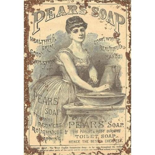 Bar Restaurant Tin Sign Pears Soap Women Vintage Advertising Enamel Metal Tin Sign Plaque Retro 8x12 Inch