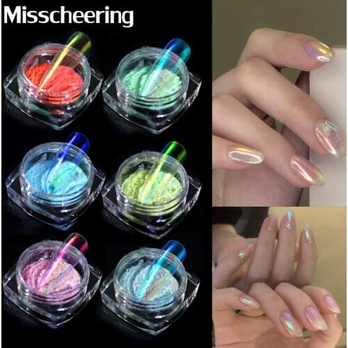 1 Box Semi Transparent Aurora Mermaid Nail Powders Nude Chameleon Nail Art Pigments Unicorn Neon Glitters Manicure Decorations