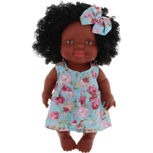 Lovely African American Baby Doll Lifelike 11inch Toddlers Girl Model, Black