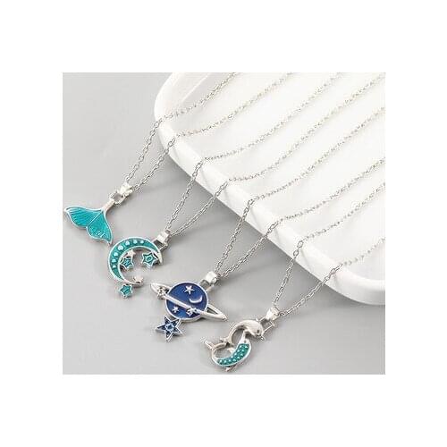 Simple fashion creative cosmic ocean necklace luck tail dolphins clown cold chain necklace fair maiden temperament collarbone